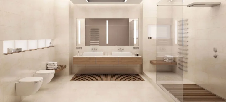 modern bathroom with two toilets